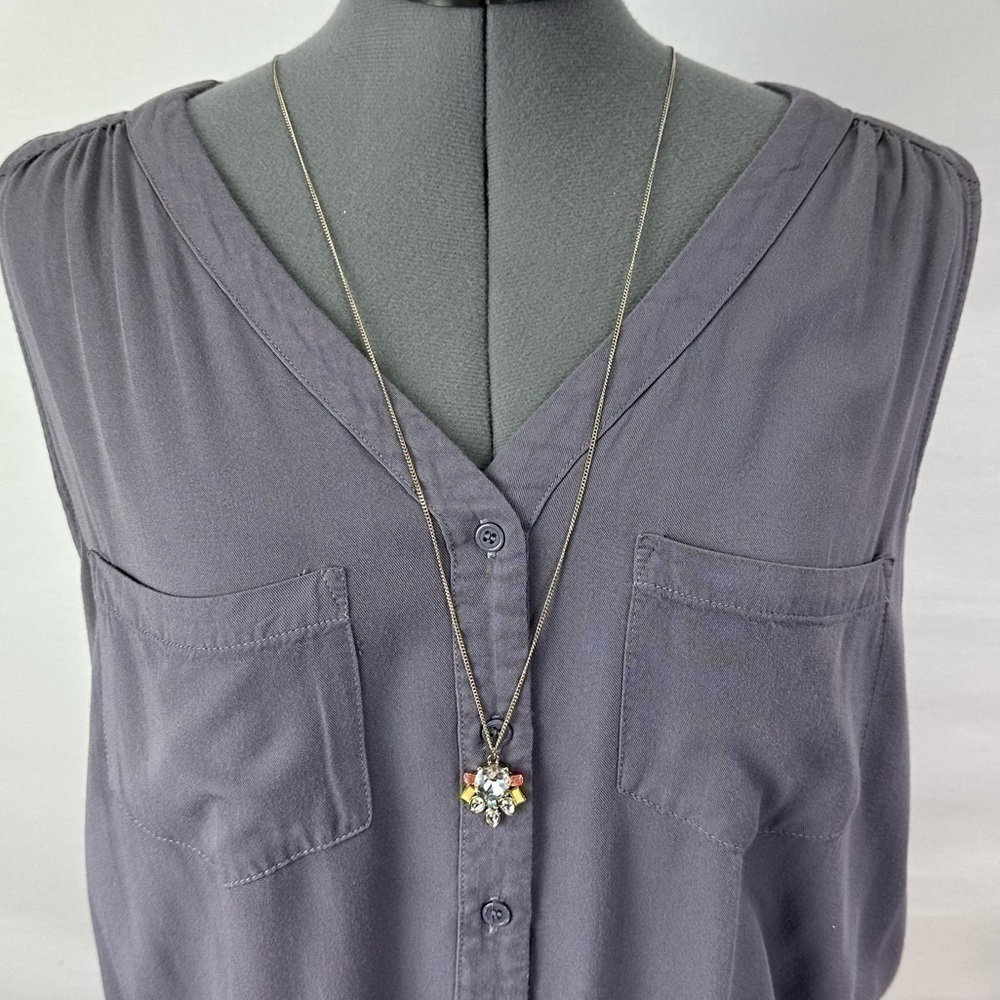 LOFT Silver Tone Necklace with Gem Pendant 33” - Picture 7 of 7
